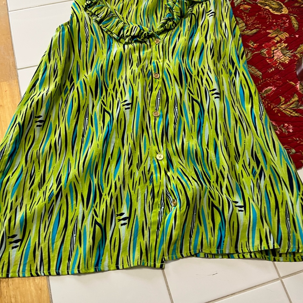 Lilly Pulitzer Silk Green and Blue Patterned Top